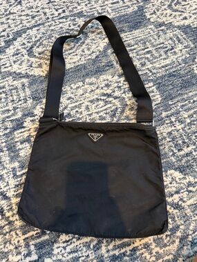 Prada Black Nylon Messenger Crossbody with Triangle Logo